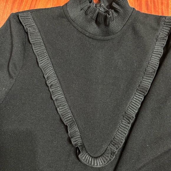 Zara Women’s Size S Emerald Ruffle Mini Shift Dress High Ruffle Neck - Picture 4 of 8